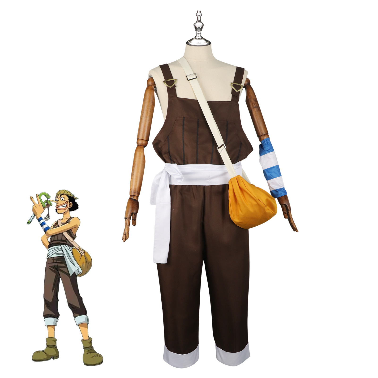 Men Accessories For Suit - Costume Cosplay Anime UUsopp, Tuta Marrone,