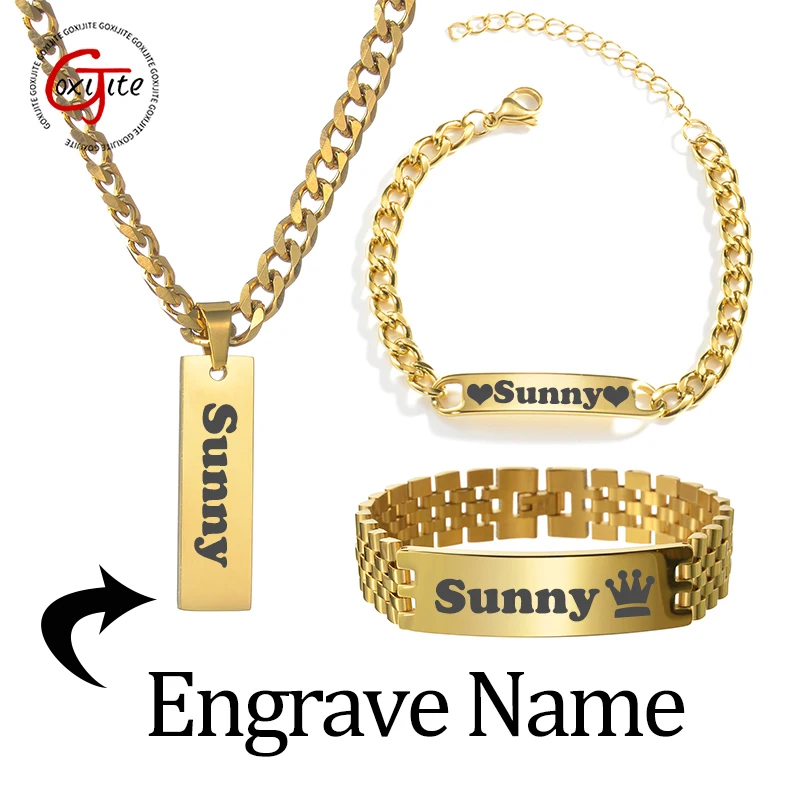 Men'S Accessories Jewelry Bracelet - Goxijite Collana con nome inciso personalizzato