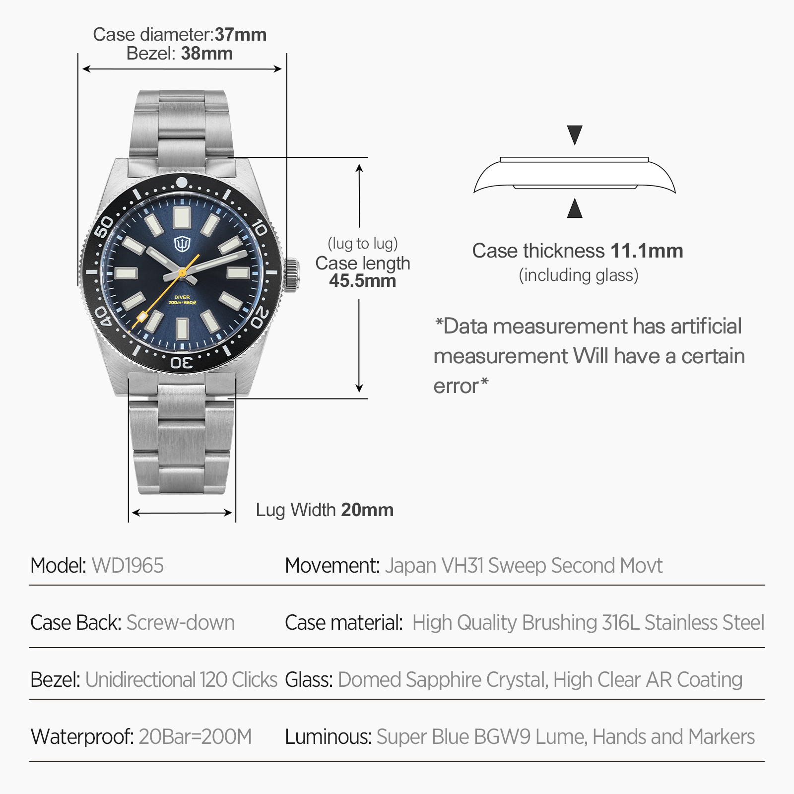Watchdives 37Mm WD1965 V2 Orol - Men'S Accessories Jewelry recensione e prezzo