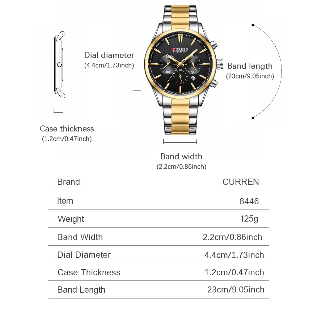 CURREN Casual Quarzo Crono Oro - Men'S Accessories Jewelry Bracelet recensione e prezzo
